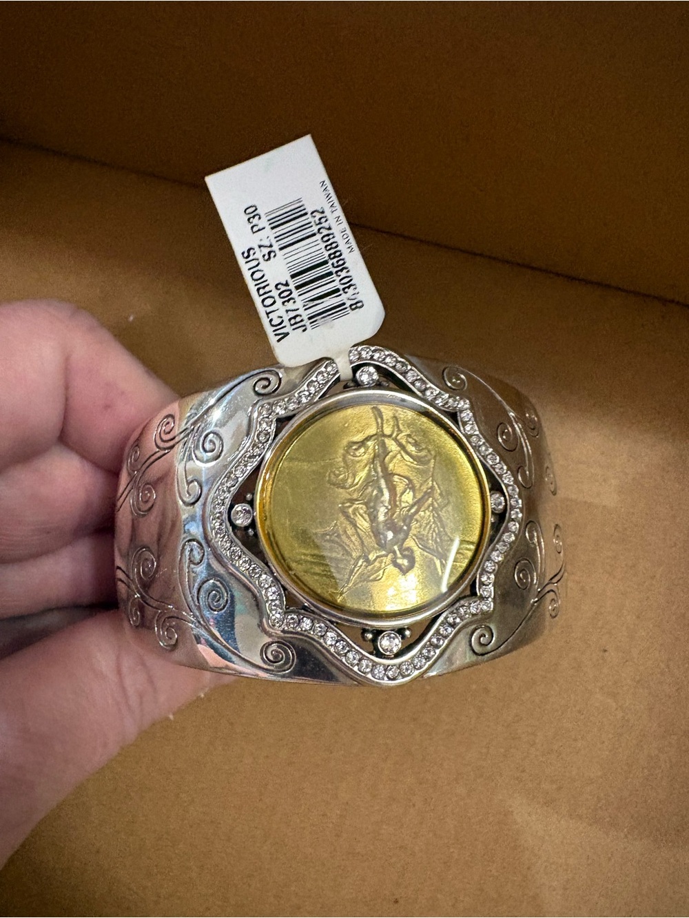 Brighton Two-Tone Gold and Silver Medallion Cuff Bracelet